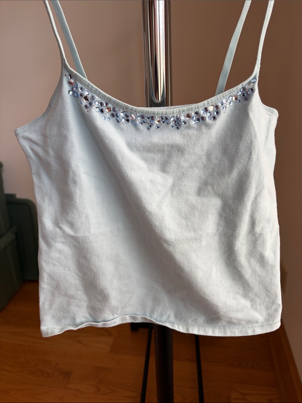 Victoria's Secret Light Blue Rhinestone Spaghetti Strap Camisole